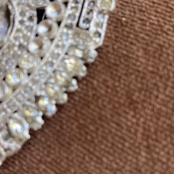 Large glass stones paste 1920s deco dress clip. Antique. - Picture 3 of 10